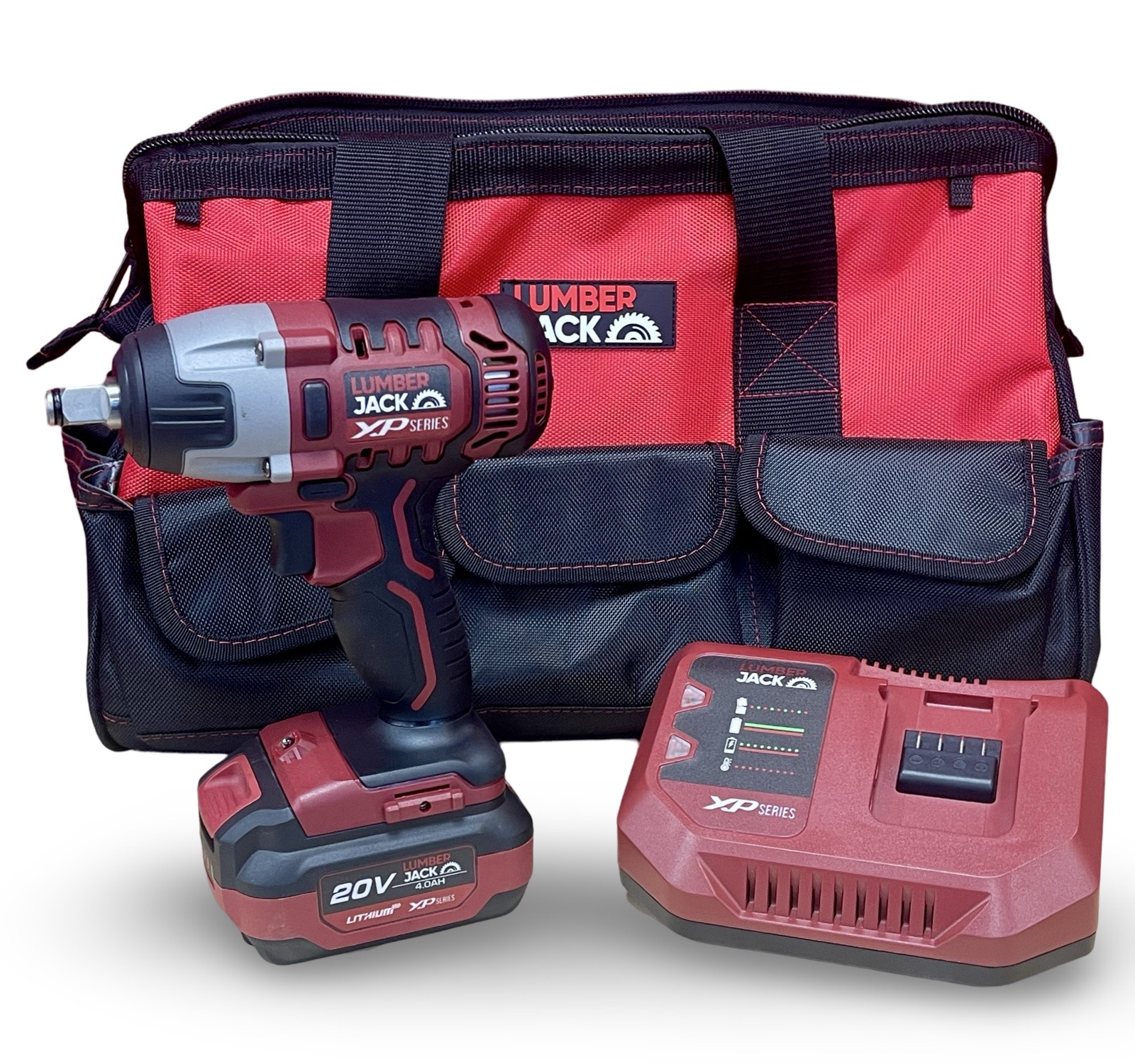Lumberjack 20V Impact Wrench 1x 4Ah Battery, Fast Charger & Carry Bag