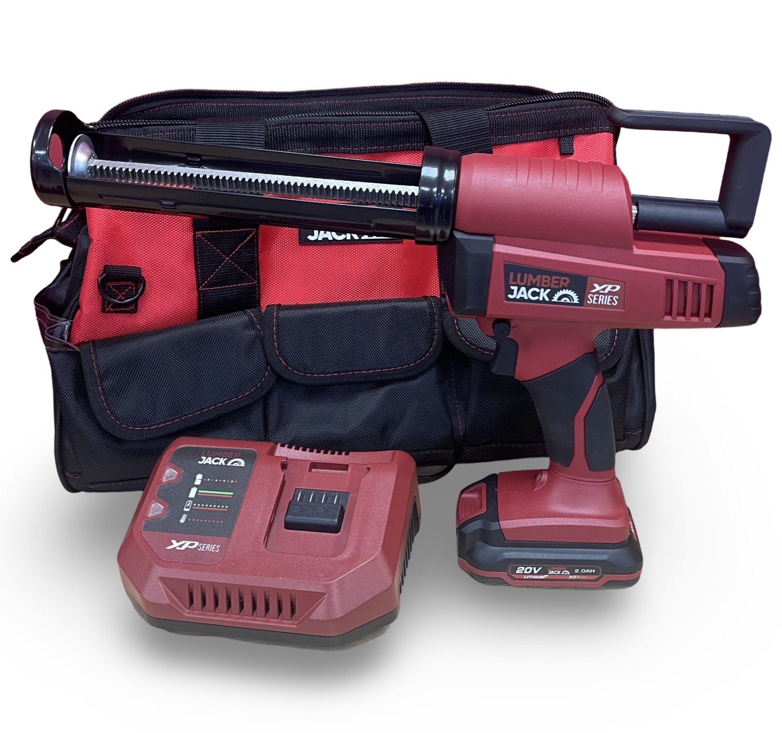 Lumberjack 20V Caulking Gun 1x 2Ah Battery, Fast Charger & Small Carry Bag