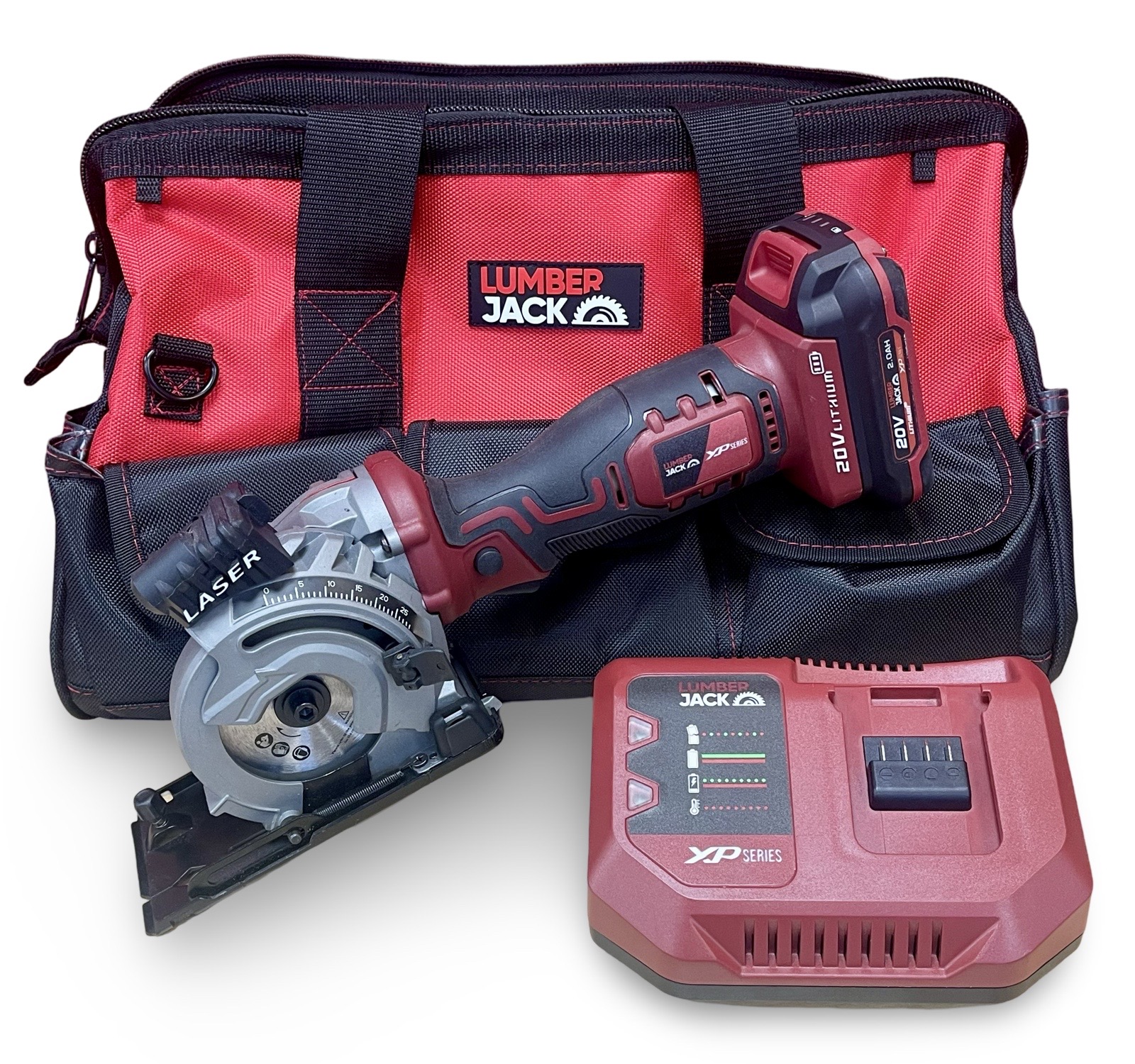 Lumberjack 20V Mini Plunge Saw 1x 2Ah Battery, Fast Charger & Carry Bag