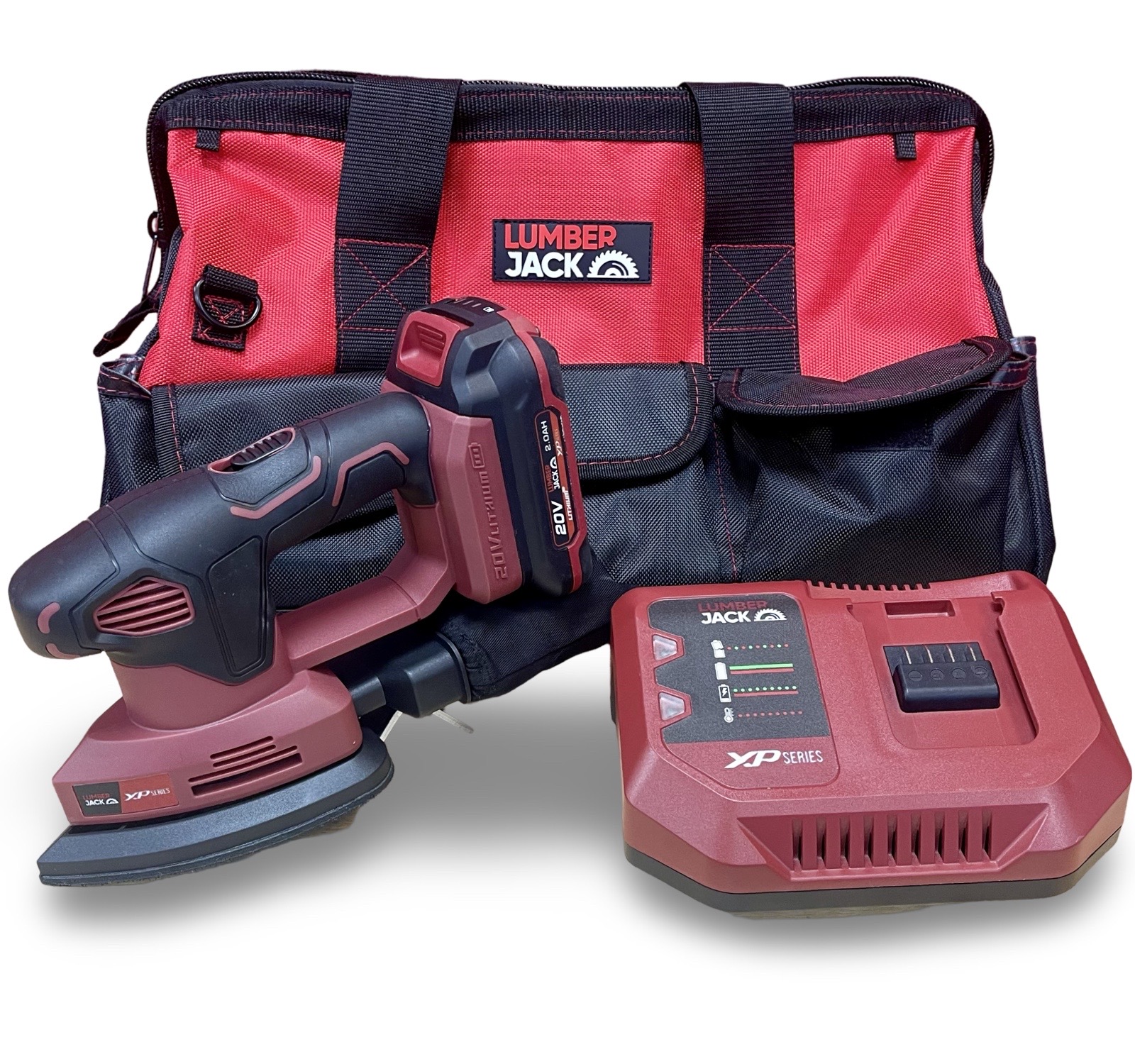 Lumberjack 20V Detail Sander 1x 2Ah Battery, Fast Charger & Carry Bag