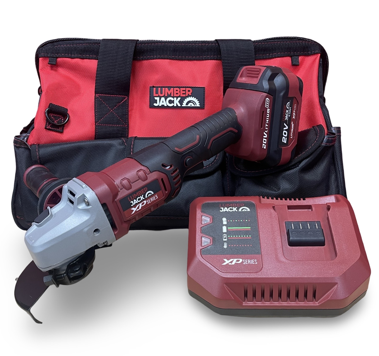 Lumberjack 20V Angle Grinder 1x 4Ah Battery Fast Charger & Small Carry Bag