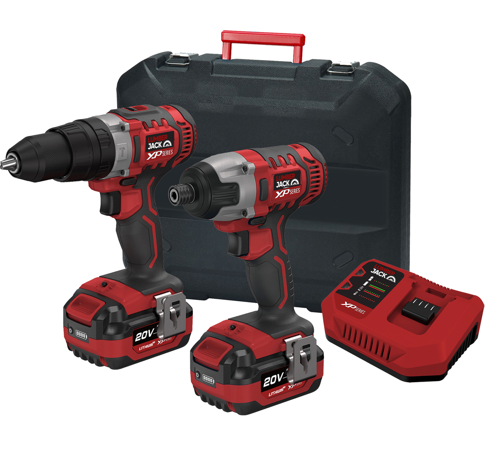 Lumberjack Cordless 20V XPSERIES Twin Kit Hammer Drill & Impact Driver Drill 4A Batteries