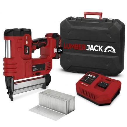 Lumberjack Cordless 20V XPSERIES Nail & Staple Gun Kit Fast Charger and 2Ah Battery with Case