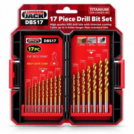 Lumberjack 17 Piece Drill Bit Set HSS Masonry Metal Bits