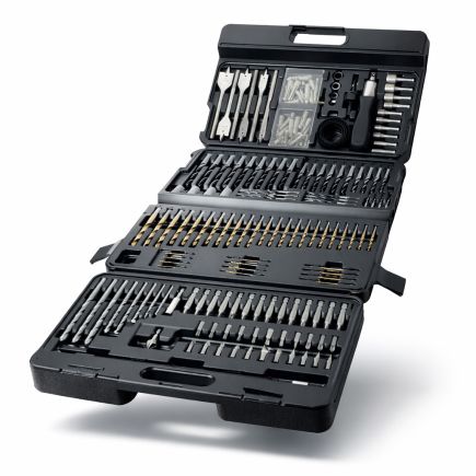 Lumberjack Drill Bit Set 205 Piece HSS Masonry Metal Wood Flat Pozi Bits & Case
