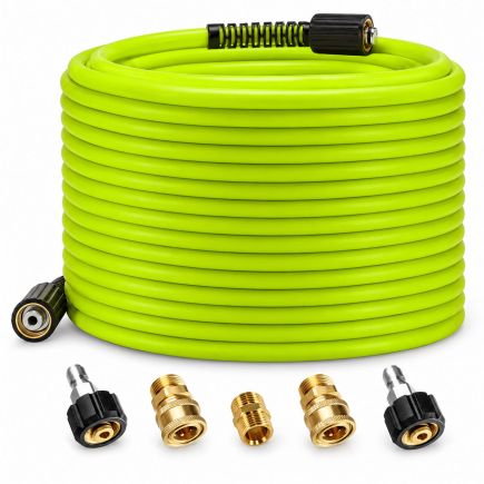 Autojack High Pressure Washer Hose 65FT 20M 2150 PSI Power Wash Replacement with M22 14mm Coupler & Adapters
