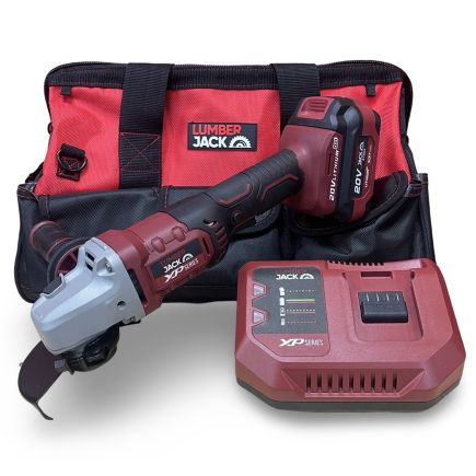 Lumberjack 20V Angle Grinder 1x 4Ah Battery Fast Charger & Small Carry Bag