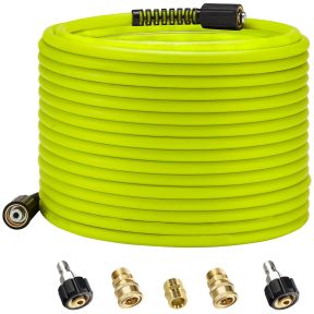 Autojack High Pressure Washer Hose 65FT 20M 2150 PSI Power Wash Replacement with M22 14mm Coupler & Adapters