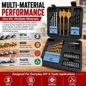 Lumberjack 46 Piece Drill Bit Set HSS Metal Wood Plastic Masonry