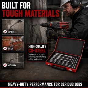 Lumberjack 17 Piece SDS Plus Drill Bit & Chisel Set in Metal Storage Case