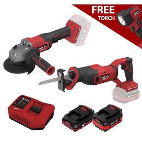 Lumberjack Cordless 20V XPSERIES 3 Piece Angle Grinder Recip Saw Torch with 2 Batteries & Charger