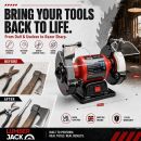 Lumberjack 6 Inch Bench Grinder 150mm, 250W Motor, Coarse & Fine Whitestone Wheels, Tool Rests & Eye Shields