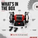 Lumberjack 6 Inch Bench Grinder 150mm, 250W Motor, Coarse & Fine Whitestone Wheels, Tool Rests & Eye Shields