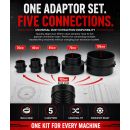 Lumberjack 5 Piece Dust Extractor Adaptor Set Adapts 100 mm Hose to 105 mm, 70 mm, 45 mm, 40 mm & 35 mm Universal Extraction Accessories