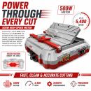 Lumberjack Portable Wet Tile Cutter 500W Bench Top Cutting Saw with Hidden Water Reservoir 45° Bevel Cutting for Tiles and Stones