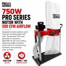 Lumberjack PRO SERIES 57 Litre Dust Extractor 750W Single Bag Collector with Floor Cleaner Attachment and Swivel Castors