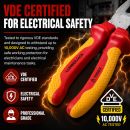 Lumberjack 11PCS VDE Insulated Electricians Tool Set, Includes Pliers Screwdrivers Wire Stripper Electrical Tester & Tapes