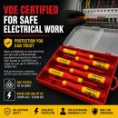 Lumberjack 6pc Insulated Precision Screwdriver Set VDE Certified, Soft Grip Handles, Chrome Vanadium Steel, Phillips & Flat Profile for Electrical Work