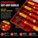 Lumberjack 6pc Insulated Precision Screwdriver Set VDE Certified, Soft Grip Handles, Chrome Vanadium Steel, Phillips & Flat Profile for Electrical Work