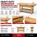 Lumberjack Heavy Duty Solid Wooden Woodworking Work Bench 2 Drawers & Vice