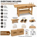 Lumberjack Heavy Duty Solid Wooden Woodworking Work Bench 2 Drawers & Vice