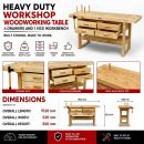 Lumberjack Heavy Duty Solid Wooden Woodworking Work Bench 4 Drawers & Vice