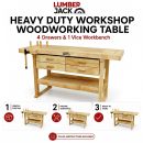 Lumberjack Heavy Duty Solid Wooden Woodworking Work Bench 4 Drawers & Vice