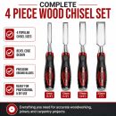 Lumberjack 4 Piece Chisel Set Bevel Edge With Strike Through Cap