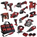 Lumberjack Cordless 20V 18 Piece Power Tool Kit, Drils, Jig Saw, Circular Saw, Nail Gun, Planer, 4ah Battery & More
