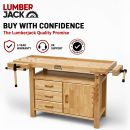 Lumberjack Woodworking Bench with 3 Drawers On-board Cabinet and 2 Vices